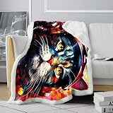 Sherpa-Decke, Bunte psychedelische Feuerwehrmann-Katze-Digitaldruckdecke, warme und gemütliche Decke, Reise-SofaDecke, geeignet für alle Jahreszeiten. Größe: 130x150