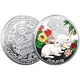 Luckxing 2023 Chinesisches Neujahr Deko Chinesisches Sternzeichen Hase Jahr Glücksmünzen Feng Shui Geschenke Gedenkmünze, Hase