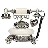 CCYLEZ Vintage-Telefon Im Europäischen Stil Klassisches Retro-Festnetztelefon Multifunktions-Rotationswahltelefon Im Alten Stil mit Wahlwiederholung Dual-FSK- und DTMF-Systeme