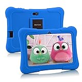 Pritom Kinder-Tablet 7 Zoll Quad Core Android 10,16 GB ROM, WiFi, Bedienungsanleitung, Spiele, Kinder-Software vorinstalliert mit Tablet-Tasche für Kinder, Eltern (blau)