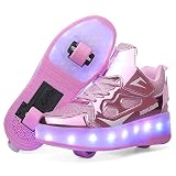 YongerYong Jungen Mädchen Skateboard Schuhe mit LED Blinkend Schuhe mit Rollen Skate Automatisch Einziehbar Komfort Outdoor Sportschuhe fü