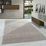 Carpetsale24 Kurzflor Teppich Flachgewebe Schlingenteppich Kettelteppich Meliert, Maße:140 cm x 200 cm, Farbe:Beige