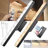 Unterbauleuchte Küche LED, 2 Stück Aufladbar LED Lichtleiste mit Fernbedienung, Touch Dimmbare Schrankbeleuchtung Kabellos, 3200mAh küchen Licht für Schreibtische, Schlafzimmer, Schränke und Garderob