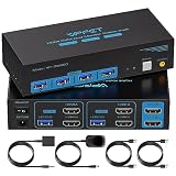 CMSTEDCD HDMI USB 3.0 KVM Switch 2 PC 2 Monitore 4K60Hz KVM-Switches für Zwei Computer teilen sich Dual Monitor und Vier Peripheriegeräte Support Extended & Copy Mode mit Desktop-C