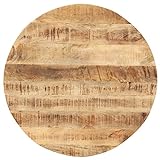 vidaXL Mangoholz Massiv Tischplatte Massivholzplatte Holzplatte Ersatztischplatte Holz Platte für Esstisch Esszimmertisch Rund 15-16mm 60cm