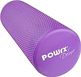 POWRX Yoga-Rolle/Pilates-Rolle/Schaumstoff-Rolle/Foam-Roller/Faszien-Training/Selbstmassagerolle 45 cm oder 90 cm x 15 cm Blau Lila Pink (Lila/45 x 15 cm)