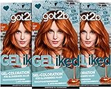 got2b GELiked Gel-Coloration 7.7 Herbst Rot Stufe 3 (3 x 143 ml), dauerhafte Haarfarbe für glänzendes Haar, feuchtigkeitsspendend und Anti-Haarbruch
