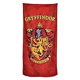 Elbenwald Harry Potter Strandtuch mit Gryffindor Häuser-Wappen Motiv 90x180cm rot