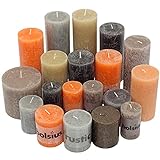 6 kg Rustic Stumpenkerzen durchgefärbt Rustik Qualität Kerzen Set Kerzenpaket Mix gemischt nach Farben (Orange-Braun-Grau 04)