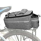 Amazon Marke - yeliot Fahrrad Gepäckträgertasche 10L Isoliertasche Multifunktionale Fahrradtasche Hinter Transporttasche Gepäcktasche Mehrere Fächer Umhängetasche, Grau
