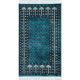 Amma Carpets Kleiner Wollteppich, handgefertigt, geknotet, traditionelles Parda-Design, Türkis, 0,6 x 0,9