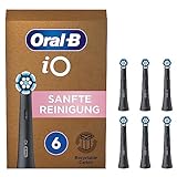 Oral-B iO Sanfte Reinigung Aufsteckbürsten für elektrische Zahnbürste, 6 Stück, Zahnreinigung, Zahnbürstenaufsatz für Oral-B Zahnbürsten, briefkastenfähige Verpackung, Made in Germany, schwarz
