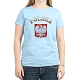 CafePress Polska Damen T-Shirt mit Rundhalsausschnitt, Baumwolle Gr. M, hellblau