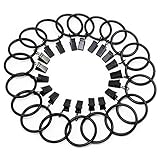 Fippy 20 Stück Gardinenringe mit Clips 38mm Metall Vorhangring Hängende Ringe für Vorhänge und Stäbe, (Schwarz, Silber) (Schwarz)