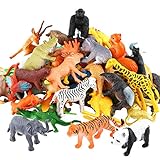 Tierfiguren, 54 Stücke Mini-Spielzeugset von Dschungel-Tieren, Tierwelt, lebensechte Wildtiere, Lernstoffe, Partyzubehör, Spielzeuge für Jungs und Kinder, Playset von Tieren im Wald und kleinen Farm