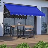 Einziehbare Markise Terrassenmarkise Kein Schlagen mit Handkurbel Uv-Schutz Ausziehbares Vordach Sonnenschutzdach für Deck Veranda Geschäft(Size:4x1.2m(WxL),Color:Blau)