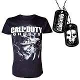 Call of Duty Ghosts Game Cover Herren T-Shirt, Schwarz, Größe XL + Call of Duty Ghosts Skull 'Dogtags'