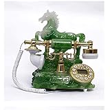 Classic Retro-Style Push Button-Vintage Phone-Retro Telephones -Corded Phones-Office Telephone Phone Home Living Room Decor Curly Cord and Traditional Bell Ring Tone,A