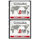Cloudisk 2X CF Karte 8 GB Compact Flash Speicherkarte Leistung für Vintage Digitalkamera (2PACK 8GB 133X)