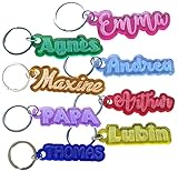 Personalisierter Schlüsselanhänger Mit 8 Farben Und Text - Graviert Mit Ihrem Vornamen Oder Markennamen - Solide Qualitätsringe - Durchscheinende Acrylfarben