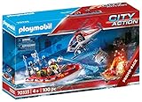 PLAYMOBIL City Action 70335 - Feuerwehreinsatz mit Heli und Boot, ab 4 Jahren