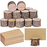 10 Set Tischkartenhalter Rustikales Holz mit Holzrinde Tischkartenhalter Nummernfotoständer Platzname Memokartenhalter Bild Notiz Clip Halter für Hochzeit Party Tischschild