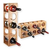 Gräfenstayn® Weinregal Cube - stapelbar aus Bambus-Holz für 5 Wein-Flaschen zum Stellen, Legen, Wand-Montage, erweiterbar, Größe 13,5x12x53 cm (LxBxH) Weinflaschenhalter Weinkiste Flaschenreg