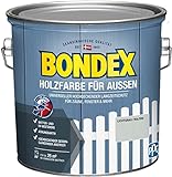 Bondex Holzfarbe für Außen, 2,5 L, Lichtgrau, für ca. 25 m², Wetter- & UV-beständig, atmungsaktiv, seidenglänzend