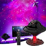 UFO Galaxie-Projektor, Lichtprojektor mit Nebel, Send-Timer und Fernbedienung, Galaxy-Lichtprojektor ist USB betrieben für Raumdekoration, Schlafzimmer und Decken-Sternprojektor