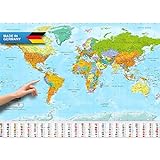 GOODS+GADGETS Weltkarte XXL Poster im Riesenformat mit Fahnen & Flaggen - Top Qualität (140x100cm)