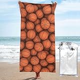 OPSREY Basketball Orange gedruckt Tragbares Schnell Trocknendes Handtuch Strandtuch Weiches Badetuch Für Camping, Fitnessstudio, Strand, Reisen