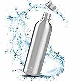 MATE OF STEEL® Premium 1L Edelstahl Flasche Kompatibel mit Sodastream Easy & DUO - Spülmaschinenfest | 1 Liter Trinkflasche aus Metall | Soda Flaschen | Ersatzflaschen