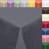 Melody Textil Tischdecke Leinen-Optik 160cm rund mit Fleck-Schutz grau *abwaschbar* Farbe wählbar