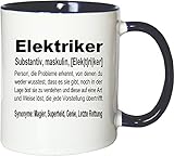 Mister Merchandise Kaffeebecher Tasse Elektriker Definition Geschenk Gag Job Beruf Arbeit Witzig Spruch Teetasse Becher Weiß-Blau