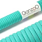Ganzoo Universell einsetzbares Survival-Seil aus reißfestem Parachute Cord/Paracord 550' (Kernmantel-Seil aus Nylon), 550lbs, Gesamtlänge 15 Meter (50 ft) Farbe: türkis - Marke