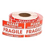 500 Fragile Sticker, Paketaufkleber Aufkleber Zerbrechliche Warnetiketten Umzugsetiketten Vorsicht Selbstklebend für Warensendungen 50mm x 76mm