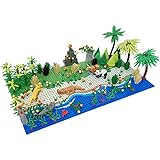 SESAY Bauplatte mit Tiere und Pflanze für Tropischer Flussufer, 468 Teile Tropischer Flussufer Bausteine Grundplatte Bausatz, Kompatibel mit Lego Baumhaus 21318