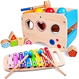 Lamlingo Hämmern Spiel,Xylophon-Musikspielzeug für Kleinkinder,Hölzerne Farb-und Formsortierer-Puzzles,Lernen von Entwicklungsspielzeug für 1,2,3 und mehr Jahre alte Jungen- und Mädchengeschenke