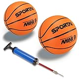 YAPASPT Mini-Basketball mit Pumpe, für drinnen und draußen, 12,7 cm, Kinder-Basketbälle für Mini-Körbballspiele, weiches Trampolin und Schwimmbecken-Basketball-Ball, Orange, 2 Stück