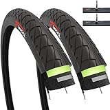 Fincci Set Fahrradreifen mit Pannenschutz 3 mm 26x1.95 Mantel Zoll 50-559 Slick Reifen mit Sclaverandventil Schläuche für Cityräder Rennräder Mountainbike MTB Hybrid Fahrrad