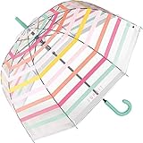 Esprit Automatik Regenschirm Glockenschirm durchsichtig transparent Stripes