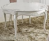 Casa Padrino Luxus Barock Esstisch Weiß/Silber - Ovaler Ausziehbarer Massivholz Esszimmertisch - Barock Esszimmer Möbel - Luxus Qualität - Made in Italy