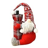BHJ Weinflasche Cover Strick Santa Claus Flaschentaschen Pullover Weinflasche Kleid Cartoon Weinflasche Cover für Weihnachtsdekorationen Weihnachtspullover Party Dekorationen