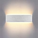 Temgin LED Wandleuchte 10W Warmweiß 30CM Moderne Wandlampe Silber für Schlafzimmer Wohnzimmer Treppenhaus Korridor Gebürstetes Aluminium