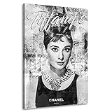Kunstgestalten24 Aludibond Bild Audrey Hepburn Tiffany Black & White Wandbild Kunstdruck
