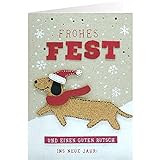 Sheepworld - 90877 - Klappkarte, mit Umschlag, Weihnachten, Nr. 10, Korkkarte, Hund, Frohes Fest und einen guten Rutsch ins neue Jahr!, 16,5cm x 11,5cm