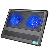 TECKNET Laptop Kühler, Cooling Pad 12-16 Zoll Externe Kühlung Lüfter Pad mit 2 Leise Fans, 2 USB Port und LEDs