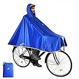 Anyoo Wasserdicht Radfahren Regen Poncho Portable Leichte Regenjacke Mit Kapuze Fahrrad Fahrrad Compact Regen Cape Wiederverwendbare Unisex für Backpacking Camping Outdoors,Einheitsgröße,Blau