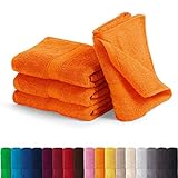EllaTex Handtuch-Set aus Serie Paris 0040072 100% Baumwolle 500 Gramm/m², Farbe:Orange, Größe:4er Packung 50 x 100cm - Handtücher