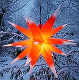 GURU SHOP 3D Außenstern Kaspar, Ø 55 cm, Weihnachtsstern, Faltstern mit 18 Spitzen, 4 m Außenleitung, LED Leuchtmittel - 230V E14 Rot/weiß, Kunststoff, Weihnachtsstern, Adventsstern